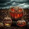Flickering LED Burlap Pumpkin Animated Halloween Decoration 10 Inches